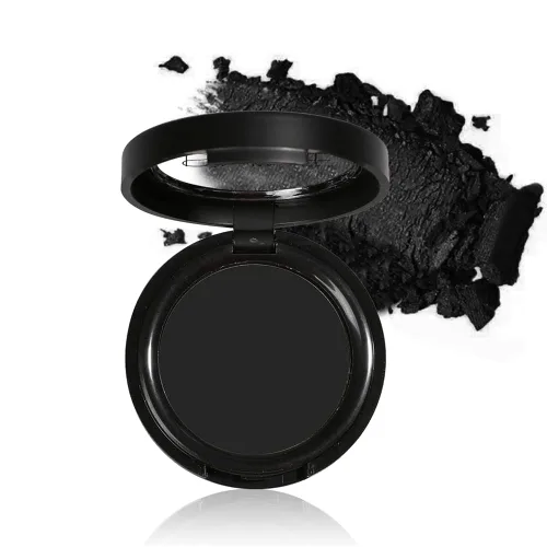 Mysense Sombra de ojos negra mate sola,Sombra de ojos de polvo fino prensado,Maquillaje de ojo negro de larga duración de alto pigmento para día y