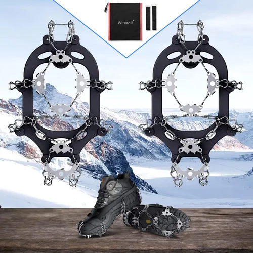 Miniatura 7 de Wirezoll - Tacos para hielo, crampones para botas de senderismo y zapatos de nieve, suelas antideslizantes con picos para escalar para tracción
