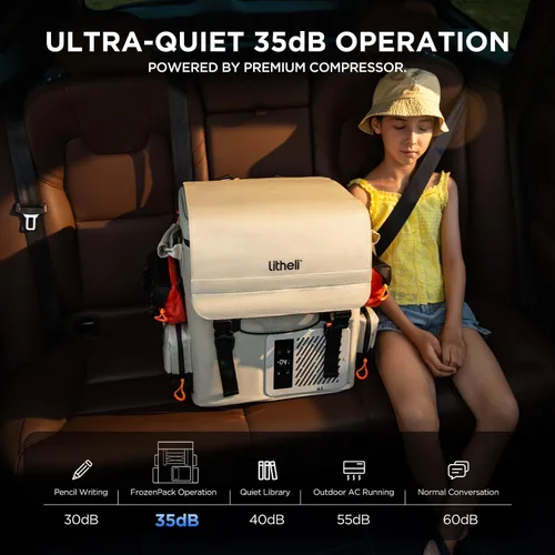 Miniatura 6 de LiTHELi Paquete Congelado 12V Refrigerador de Coche y Enfriador Eléctrico Portátil, 20L/21QT con 1 Batería U20, -4~68℉ Refrigerador Congelador