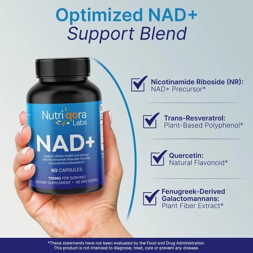 Miniatura 5 de Suplemento NAD Resveratrol 710 mg para energía celular y apoyo Suplemento NAD promueve el bienestar general y la vitalidad 60 cápsulas