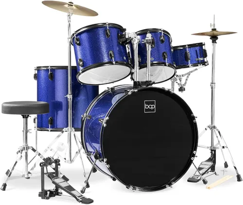 Miniatura 9 de Best Choice Products Juego completo de batería para adultos de 5 piezas con soportes de platillo, taburete, pedal de tambor, palos, piso Tom - negro