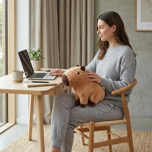 Miniatura 7 de WEIGEDU Peluche Capybara de peluche, juguete Kawaii suave de 12.2 pulgadas para niños y adultos, almohada de felpa de animal lindo, amigo abrazable