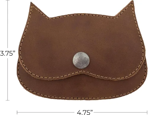 Miniatura 37 de Hide & Drink, Cartera en forma de gato, bolsa para monedas, soporte para dinero, accesorio de viaje, cuero de grano completo, hecho a mano, Negro