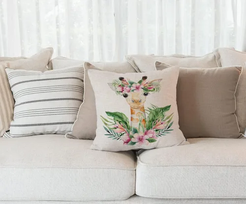 Miniatura 30 de Solekla Funda de almohada cuadrada de lino y algodón con flores blancas y negras, funda de cojín decorativa para sofá de 18 x 18 pulgadas Sl157