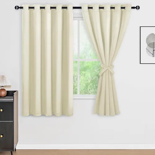 Miniatura 111 de DWCN Cortinas 100% opacas de 84 pulgadas de largo para dormitorio con forro negro, paneles de cortina de ventana de doble capa con aislamiento Azul