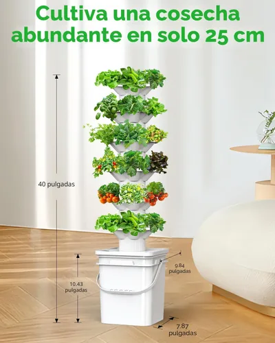 Miniatura 2 de Kit de sistema de cultivo hidropónico vertical sjzxuv, kits de sistema de jardinería interior y exterior, torre de cultivo de hierbas y frutas, 6