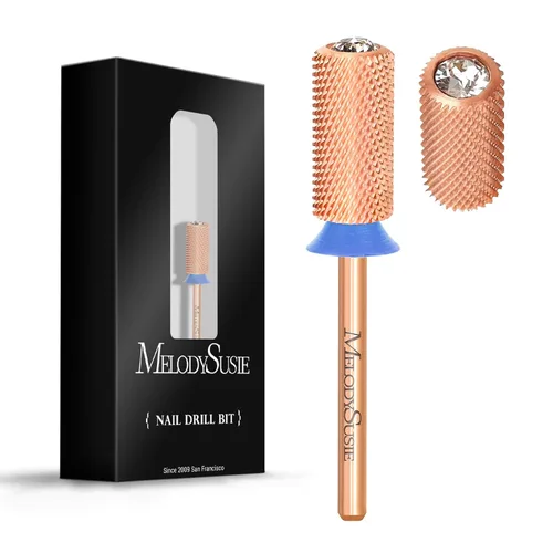 Miniatura 54 de MelodySusie Brocas de uñas de seguridad, brocas de carburo de 2,38 mm de barril grande y parte superior redonda y suave, adecuadas para manicura