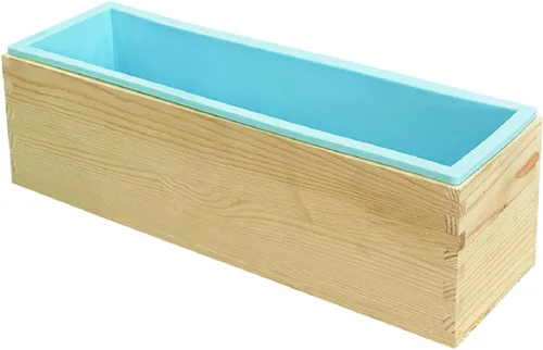 Miniatura 13 de Molde de Pan de Jabón de Silicona Rectangular Flexible con Caja de Madera para Suministros de Fabricación de Jabón de 42oz.. Morado
