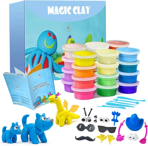 Miniatura 8 de Kit de arcilla de modelado - Arcilla de secado al aire de 40 colores, arcilla de moldeo DIY con herramientas, manualidades artísticas para niños