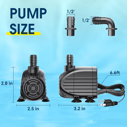 Miniatura 4 de NFESOLAR Bomba de Agua Sumergible 200GPH, Bomba Sumergible Ultra Silenciosa con Protección contra Quemado en Seco Elevación Alta de 5.4 pies