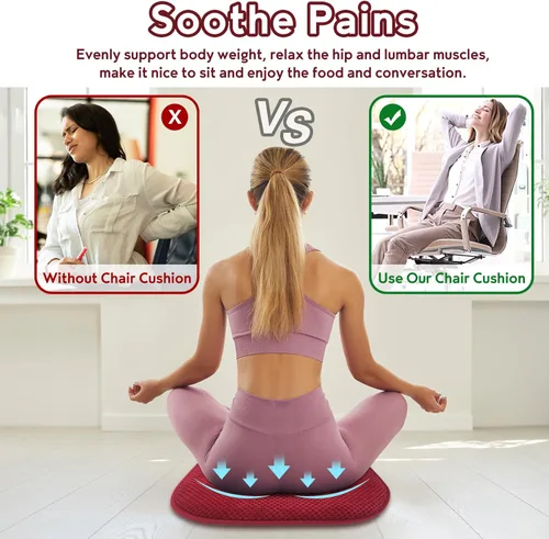 Miniatura 6 de Cojines para Sillas de Cocina Vino Rojo Antideslizantes de Espuma para Oficina, Cojines para Asientos Lavables, Almohadillas Gruesas y Suaves, Rojo