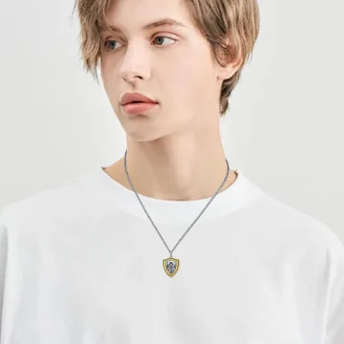 Miniatura 10 de Collar con colgante de plata de ley 925 con medalla de San Patrón, joyería religiosa para hombres y mujeres, con cadena de acero inoxidable 316L