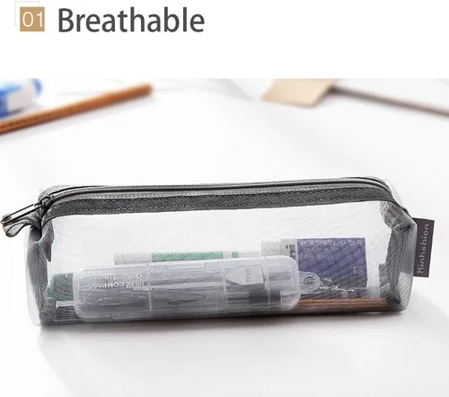 Miniatura 4 de Bolsa de malla para bolígrafos, estuche para lápices, bolsa de herramientas de maquillaje, bolsa de almacenamiento