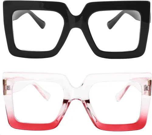 Miniatura 19 de Onrtry - Gafas de luz azul grandes y cuadradas para mujeres y hombres, con marco grueso, para computadora, sin receta, gafas de gran tamaño Marco