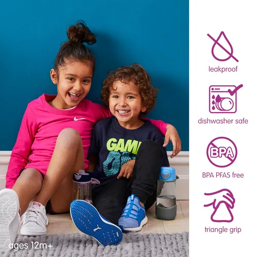 Miniatura 2 de b.box Botella de agua deportiva de 15 onzas para niños, para la escuela, deportes, guardería, diseño sin popote para una fácil limpieza, a prueba