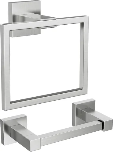 Miniatura 11 de FORIOUS Soporte de pared para papel higiénico, SUS304 de acero inoxidable con doble poste giratorio para rollo de papel higiénico y juego de anillos