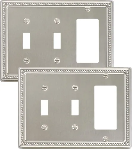 Miniatura 70 de Paquete de 4 placas de cubierta para interruptor de luz de palanca individual, cubiertas decorativas de perlas, placa de pared de metal almendra