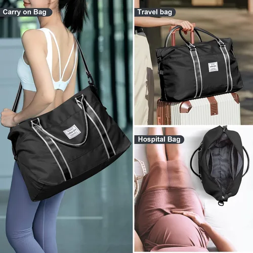 Miniatura 6 de Bolsas de fin de semana para mujer, bolsa de transporte, bolsa de noche con manga de carretera, bolsa de gimnasio deportiva, bolsa de viaje