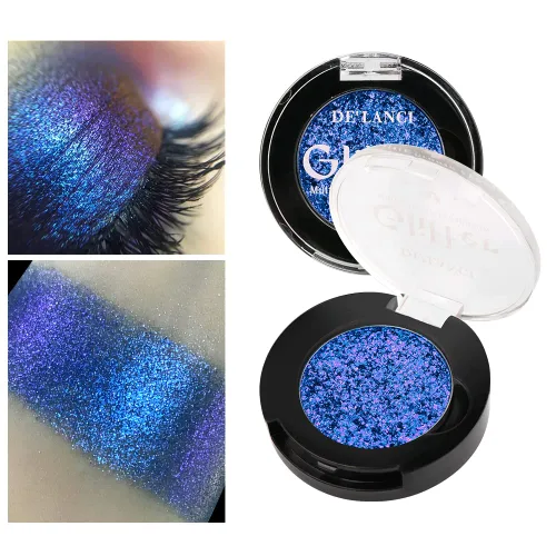 Miniatura 11 de Afflano Sombra de ojos única morado-dorado brillante, sombra de ojos multicolor cromo duo, sombra de ojos holográfica con purpurina, cambio