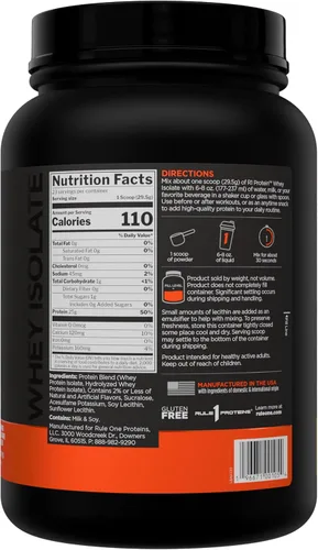 Miniatura 2 de Rule 1 Proteins Aislamiento de suero de proteína R1 - con 0.88 onzas de proteína y 0.21 oz de BCAA exclusivamente de fuentes aisladas e hidrolizadas