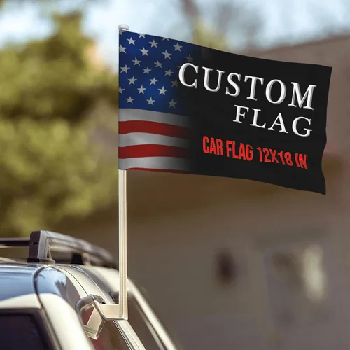 Bandera de coche personalizada de 12 x 18 pulgadas de doble cara personalizada para exteriores, diseño de imagen, texto/logotipo, decoración de