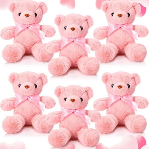 Aoriher 6 piezas de osos de peluche a granel, adorables y suaves, lindos regalos de felpa para novia, baby shower, graduación, cumpleaños, boda, Rosa