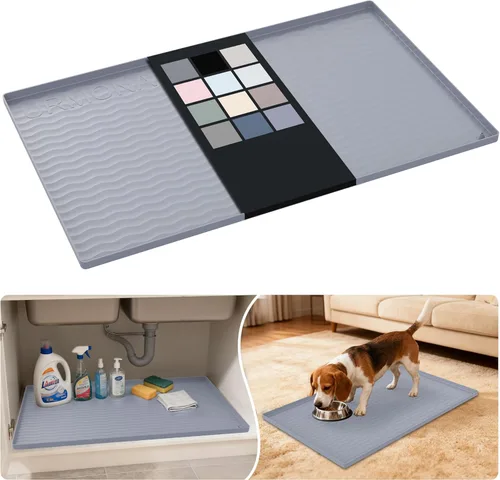 Miniatura 82 de URMONA Tapete de silicona impermeable para debajo del fregadero, 34 x 22 pulgadas, forro para estante de cocina y baño, protector de gabinetes