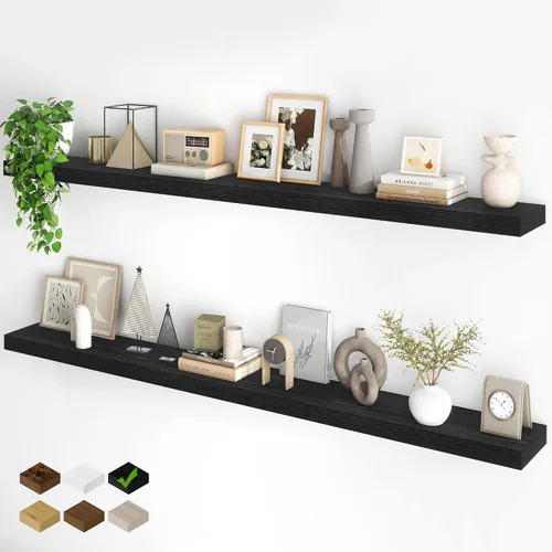 Miniatura 69 de Fun Memories Estantes flotantes para pared, estantes flotantes de 48 pulgadas de largo, juego de 1, estante colgante con soportes invisibles