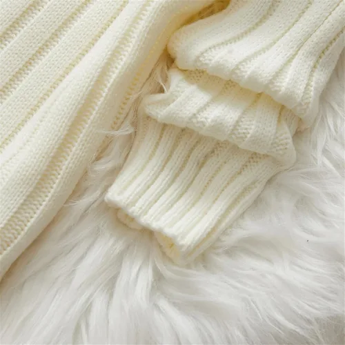 Miniatura 4 de PATPAT Baby Pullover Turtleneck Knitted Sweater Long Sleeve Solid Color Infant Fall Winter Warm Clothes