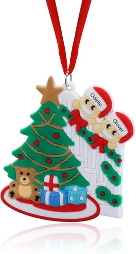 Miniatura 12 de Adornos de Navidad personalizados, nombres de familia, decoración de Navidad, decoración colgante de árbol, adorno de bendición de Feliz Navidad