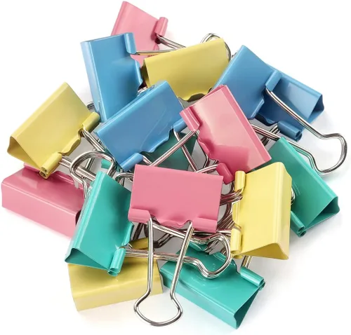 Miniatura 10 de ZZTX Clips para carpetas de papel, tamaño mediano, colores surtidos, 1.3 pulgadas, 24 piezas