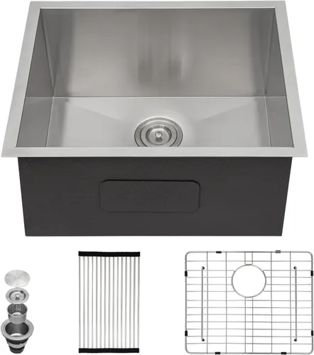 Miniatura 22 de Sarlai - Fregadero de cocina, de 30 x 18 pulgadas, empotrado, simple, de acero inoxidable calibre 16