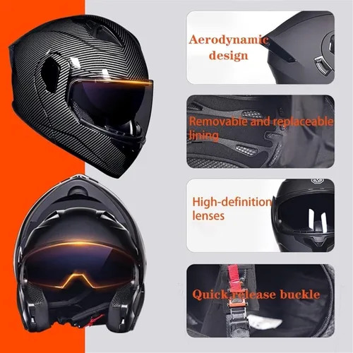 Miniatura 2 de Cascos de motocicleta para hombre, aprobado por DOT, casco de motocicleta de cara completa para adultos, casco de motocicleta con doble visera, D