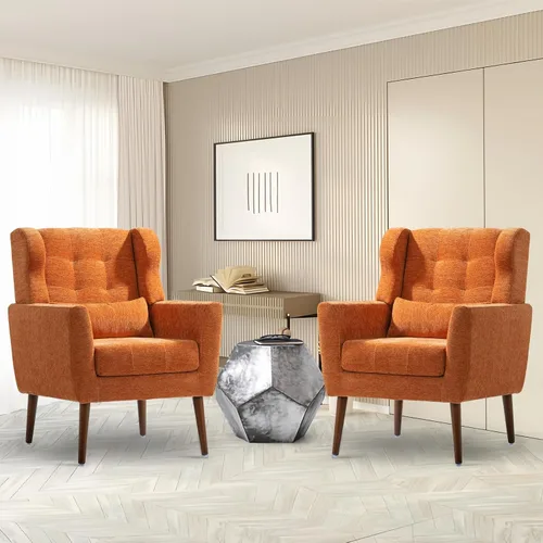 Miniatura 18 de cinkehome Sillas decorativas con brazos para sala de estar, sillón moderno tapizado en chenilla, cómoda silla de salón acolchada y suave