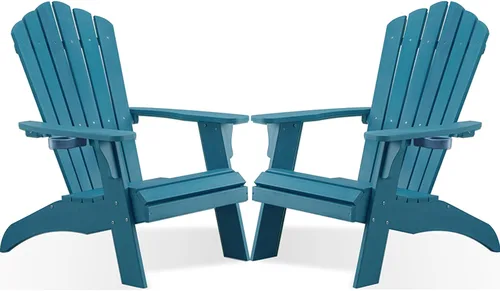 Miniatura 29 de Psilvam Silla Adirondack, silla para hoguera de madera de polietileno de gran tamaño con soporte para tazas, sillas de patio de soporte de 350 Blanco