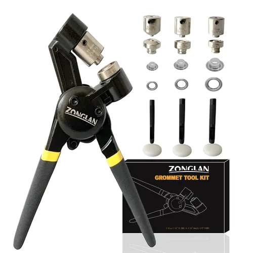ZONGLAN Kit de herramientas para ojales, herramienta multiusos manual de mano, remache, prensa, alicates, 3 troqueles intercambiables con 900 juegos