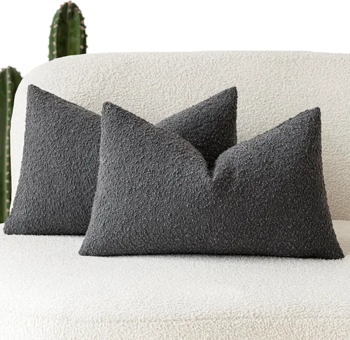 Miniatura 21 de Foindtower - Juego de 2 fundas decorativas de textura de bucle, fundas de almohada acentuadas, fundas de cojín sólidas, neutrales, para sofá, silla