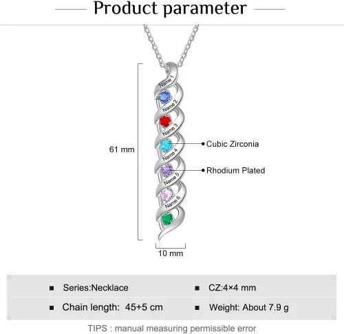 Miniatura 17 de Gemszoo Personalized Twisted Name Necklace with Simulated Birthstones Mother Daughter Pendant Gifts for Women Mom Grandma