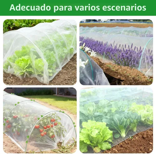 Miniatura 5 de Kit de red de jardín para camas elevadas, red de malla ultra fina de 10 x 30 pies y 6 juegos de aros de jardín de fibra de vidrio, red de insectos