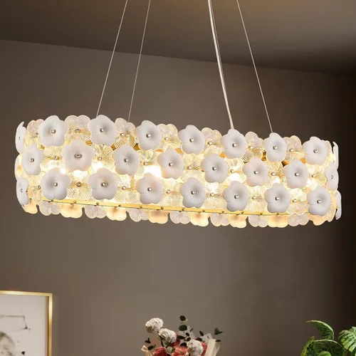 Miniatura 16 de Lámpara colgante de cristal dorado, paquete de 1 lámpara colgante de techo pequeña con flores modernas, 1 luz para cocina, isla, fregadero, comedor