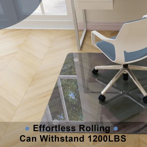 Miniatura 7 de Easly Tapete para silla de 46" x 55" para alfombra - Tapete para silla de oficina - Tapete de piso de vidrio templado para hogar/oficina/alfombra