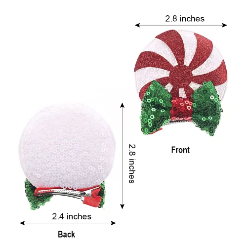 Miniatura 3 de Pinzas para orejas de ratón con lazo de lentejuelas brillantes, 2 pares, pasadores de pelo para niñas, accesorios para el cabello para decoración