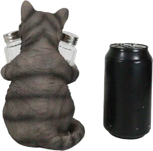 Miniatura 7 de Ebros Gift Gatito felino peludo de cristal para salero y pimentero, figura de 8.25 pulgadas de alto, loco para gatos, gatito, decoración de mascotas