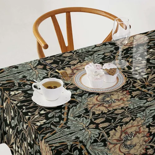 Miniatura 356 de Mantel Floral Retro de Pájaros, Diseño Original Bohemio William Morris Estampado Cubierta de Mesa para Hogar Picnic Fiesta Comedor Cocina William