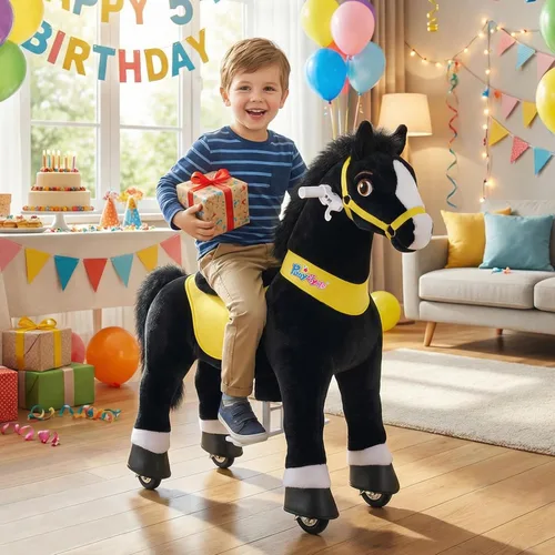 Miniatura 2 de PonyCycle Pony Cycle 4-7 caballo de montar con resorte, juguete de caballo balancín, modelo esencial E (89.9 cm de altura/tamaño 4) juguetes de Negro