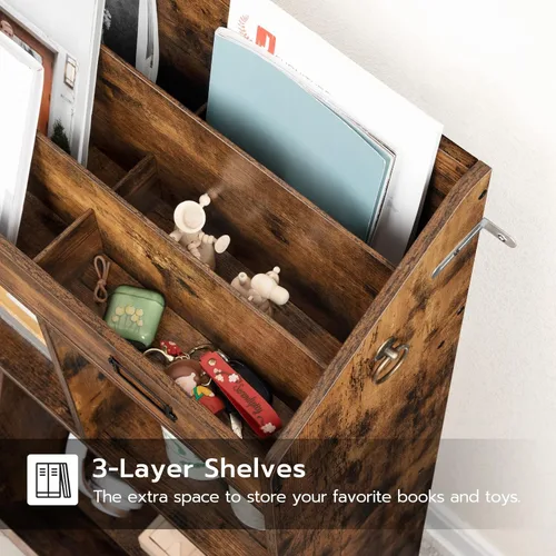 Miniatura 8 de HOOBRO Estantería para niños, organizador de almacenamiento para juguetes, estantería para niños, 5 compartimentos y 3 estantes de 3 niveles