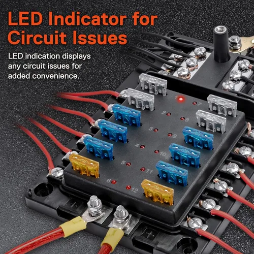 Miniatura 3 de True Mods Bloque de fusibles de 10 vías con bus negativo de tierra para automoción [entradas positivas duales] [12V - 32V CC] [200 amperios]