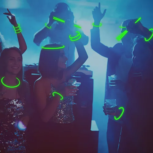 Miniatura 5 de 300 pulseras y collares verdes que brillan en la oscuridad a granel con conectores de 8 pulgadas, barras luminosas de neón para Hawii, carnaval