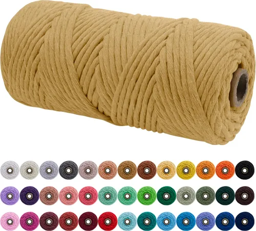 Miniatura 16 de JeogYong Cordón de macramé de un solo hilo 2mm x 164 yardas (492 pies) Cuerda de algodón suave, hilo de macramé 2 mm, suministros de macramé