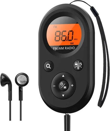 Radio de bolsillo personal AM/FM portátil, radio transistor recargable con la mejor recepción, batería de larga duración, auriculares estéreo,